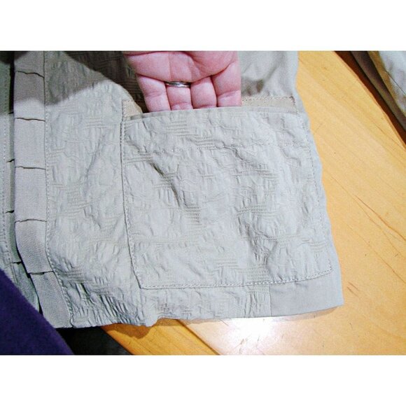 Chico's Womens Khaki Cotton Long Sleeve Open Front Blazer Jacket Size Medium - Picture 7 of 11